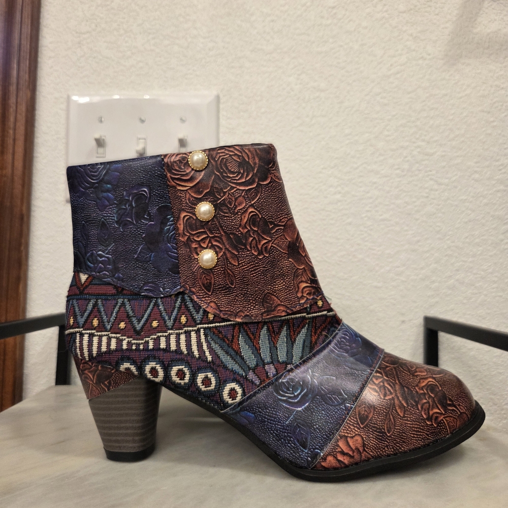 Stylish Multicolor Ankle Boots NWOT